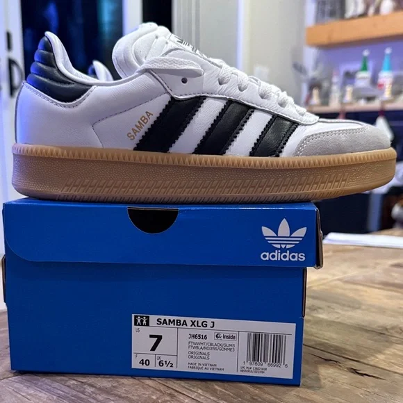 Adidas Samba XLG J White and Black Sneakers - Picture 1 of 5